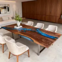 Black Walnut Epoxy Resin River Table Cerulean Blue Resin