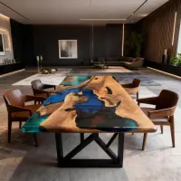 Black Walnut Epoxy Resin River Table Sapphire to Cobalt Blue