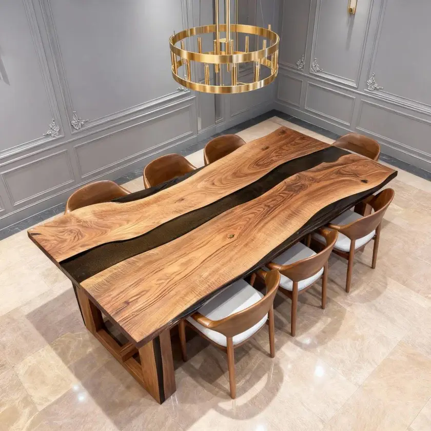 Black Walnut Epoxy Resin River Table Smoked Onyx
