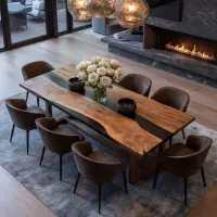 Black Walnut Epoxy Resin River Table Smoked Onyx