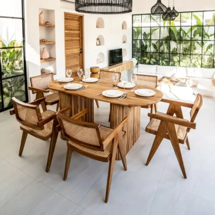 6 Seater Sheesham Wood Dining Table Set - Solid Wood Dining Table