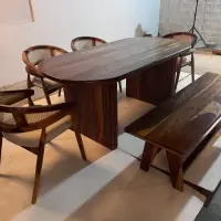 6 Seater Sheesham Wood Dining Table Set - Solid Wood Dining Table