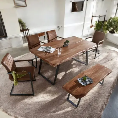 Wooden Live Edge 6 Seater Dining Table - Solid Wood Dining Table