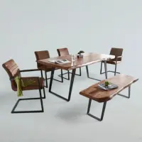 Wooden Live Edge 6 Seater Dining Table - Solid Wood Dining Table