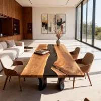 Walnut Epoxy Resin River Table Onyx Black Resin
