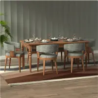 Aviral Wooden Dining Table Set 6 Seater (Medium Teak) - Solid Wood Dining Table