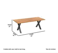 Shaysa Wooden Dining Table Set 6 Seater in Live Edge (Natural and Black Texture) - Solid Wood Dining Table