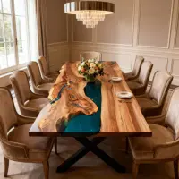 Walnut Epoxy Resin River Table Deep Teal Resin