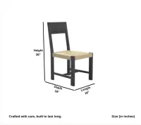 Puria Wooden Dining Table Set 8 Seater with woven seats (Medium Teak and Black Texture) - Solid Wood Dining Table