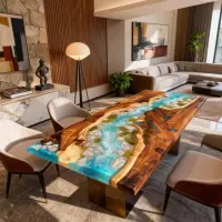 Lagoon Run - Epoxy Resin Dining Table