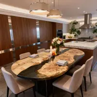 Poplar Wood Epoxy Resin River Table Onyx Black Resin