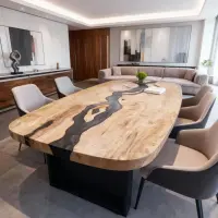 Poplar Wood Epoxy Resin River Table Onyx Black Resin GKW482