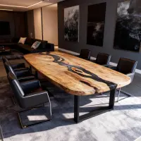 Poplar Wood Epoxy Resin River Table Onyx Black Resin GKW482