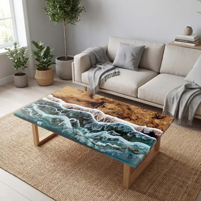 Poplar Wood End Epoxy Table