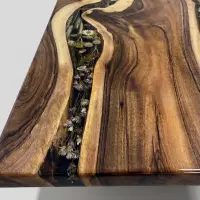 Walnut Onyx Bloom Walnut Console Epoxy Table