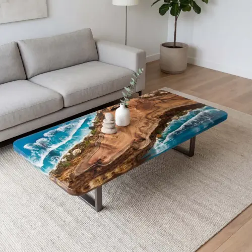 Azure Tide Black Walnut End Epoxy Table
