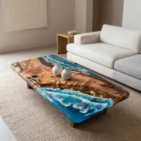 Azure Tide Black Walnut End Epoxy Table