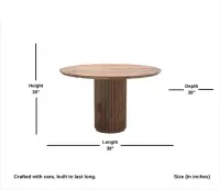 Ghumav Wooden Round Dining Table Set 4 Seater (Walnut Grey) - Solid Wood Dining Table