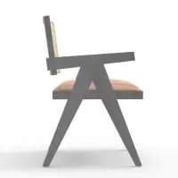 Chandigarh Wooden Rattan Chair Black Texture