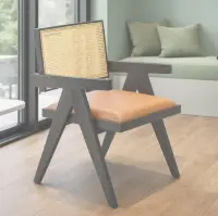 Chandigarh Wooden Rattan Chair Black Texture