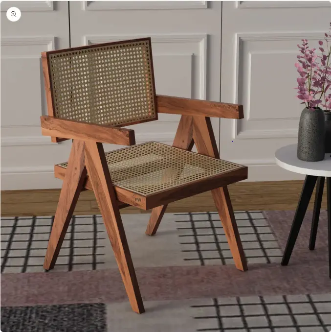 Chandigarh Wooden Back and Seat Rattan Chair (Teak) - Dinning chairs