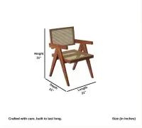 Chandigarh Wooden Back and Seat Rattan Chair (Teak) - Dinning chairs