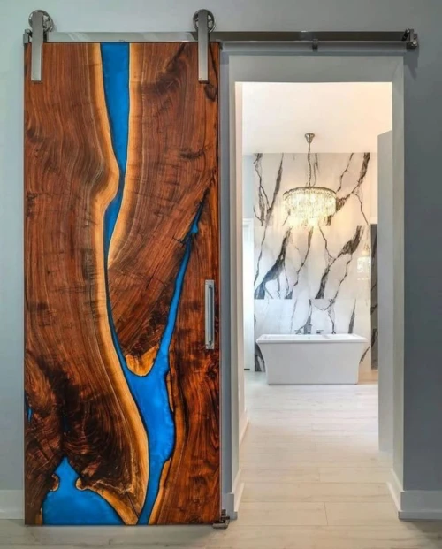 River Design Solid Wood and Epoxy Resin Door