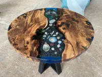 Live Edge Epoxy Resin River Coffee Table - Coffee Tables