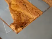 Mango wood dining table with ocean wave turquoise resin