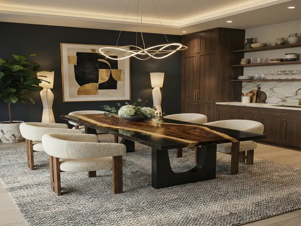 custom-epoxy-resin-dining-table-dual-slab-black-galaxy-6-seater-india-carom-studios