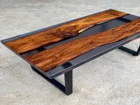 Industrial Style Epoxy Resin Coffee Table - Coffee Tables