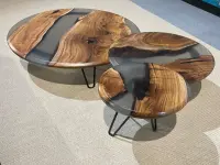Epoxy Resin Coffee Table with Storage Shelf - Coffee Tables