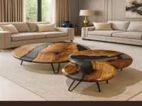Epoxy Resin Coffee Table with Storage Shelf - Coffee Tables