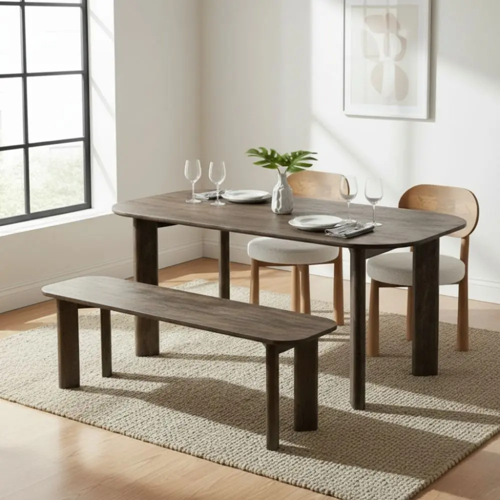 Solid Wood Dining Table 4 Seater Chair & With Bench - Solid Wood Dining Table