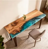 Caribbean Cove Olive Wood Console Epoxy Table