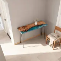 Caribbean Cove Olive Wood Console Epoxy Table