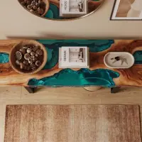 Walnut Tidal Glow Walnut Console Epoxy Table