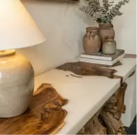 Alabaster Meander Walnut Wood Console Epoxy Table