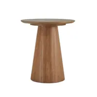 Retro Wooden Café Table with Ribbed Pedestal - Solid Wood Dining Table
