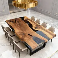 Black Walnut Epoxy Resin River Table Black Pearl