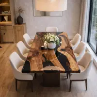Black Walnut Epoxy Resin River Table Black Pearl