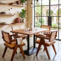 Modern Butcher Block Café Dining Table - Solid Wood Dining Table