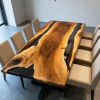 Walnut Epoxy Resin River Table Onyx Black