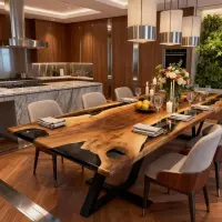 Walnut Epoxy Resin River Table Onyx Black