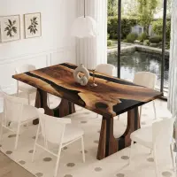 Walnut Epoxy Resin River Table Onyx Black