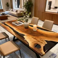 Walnut Epoxy Resin River Table Onyx Black