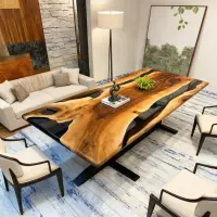 Walnut Epoxy Resin River Table Onyx Black
