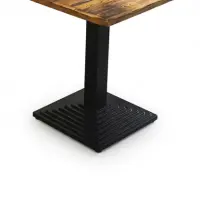 Rustic Square Café Table with Pedestal Base - Solid Wood Dining Table