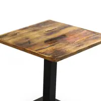 Rustic Square Café Table with Pedestal Base - Solid Wood Dining Table
