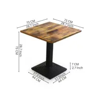 Rustic Square Café Table with Pedestal Base - Solid Wood Dining Table